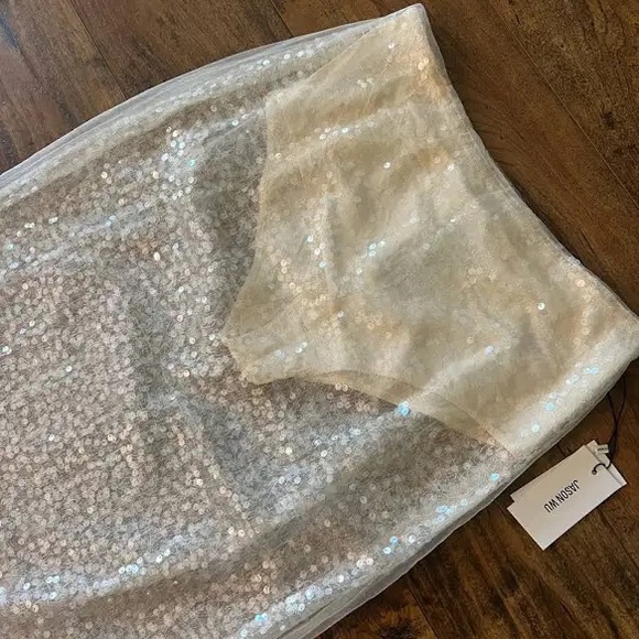 Jason Wu Ivory Tulle Layered Sequin Midi Skirt SZ 6 - Picture 4 of 6
